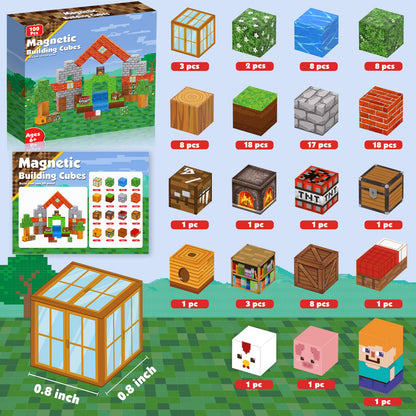 Magtribe™【Grassland Fun】Magnetic Building Blocks | 100-300 PCS | 0.8" | Village
