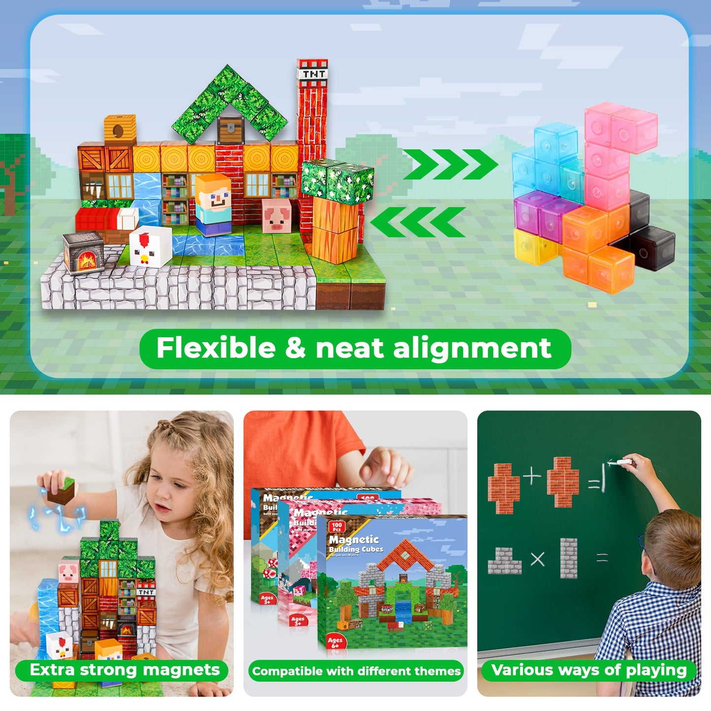 Magtribe™【Grassland Fun】Magnetic Building Blocks | 100-300 PCS | 0.8" | Village