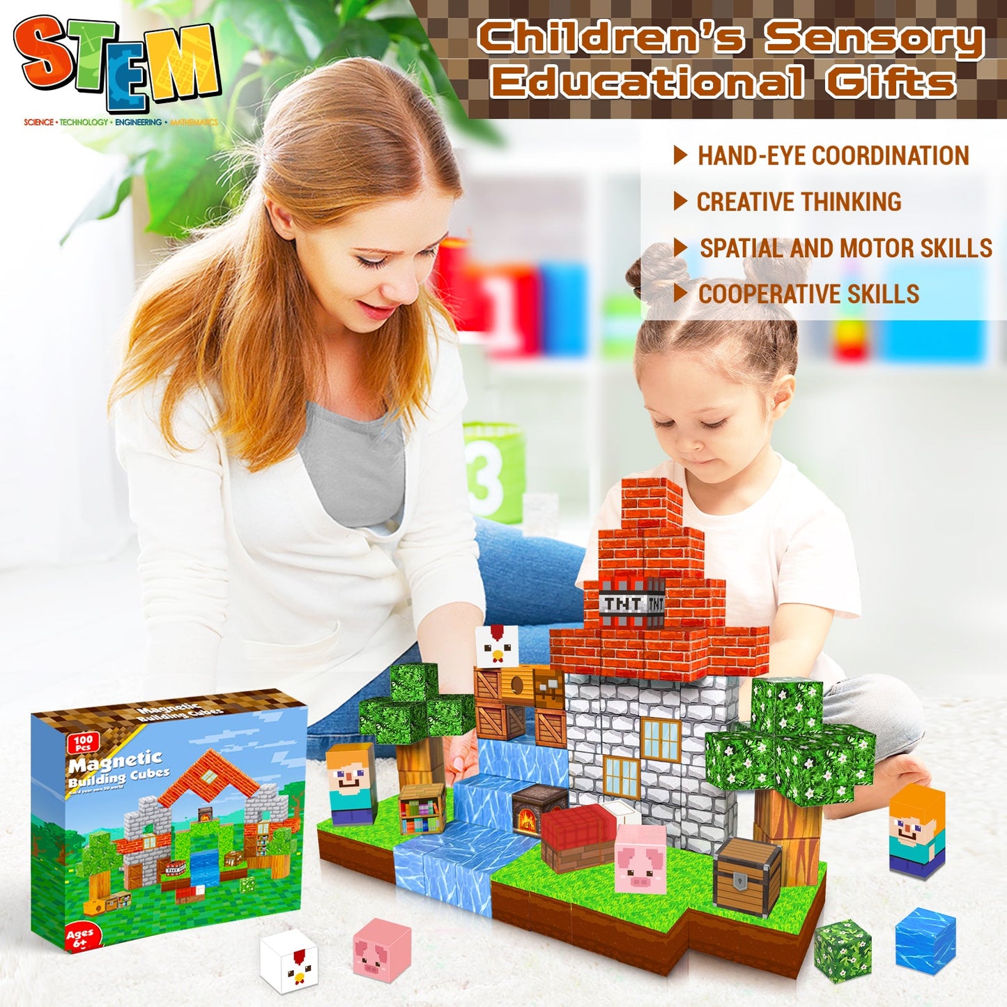 Magtribe™【Grassland Fun】Magnetic Building Blocks | 100-300 PCS | 0.8" | Village