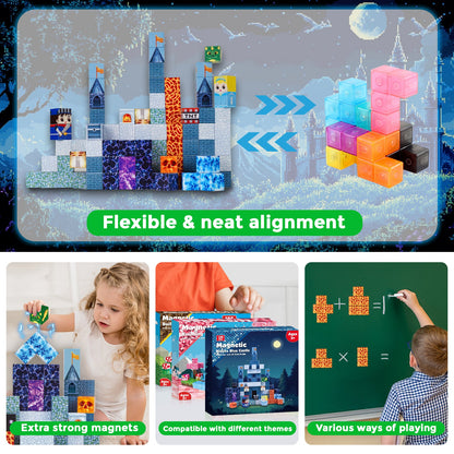 Magtribe™【Midnight Blue】Magnetic Building Blocks | 100 PCS | 0.8" | Castle