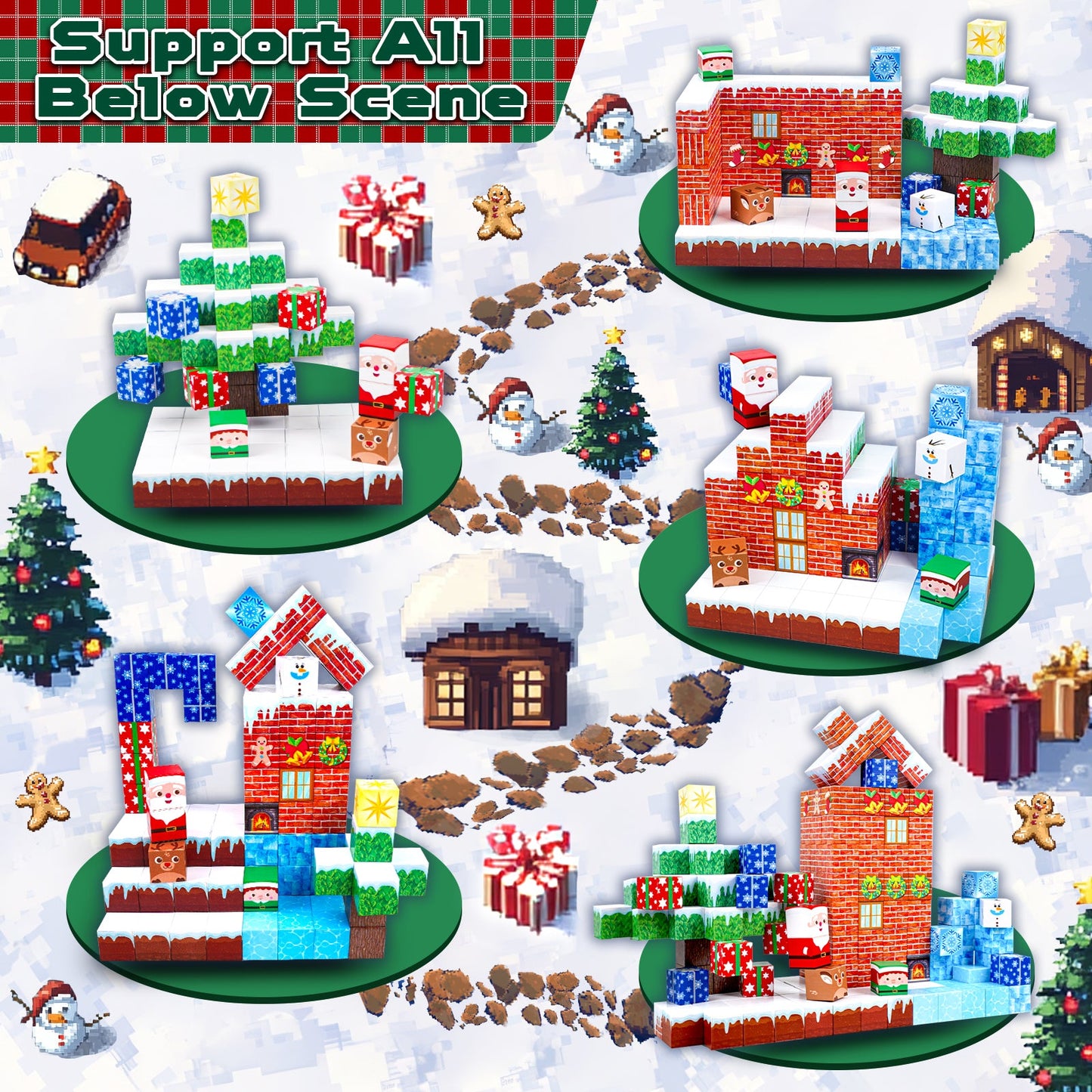 Magtribe™【Christmas Eve】Magnetic Building Blocks | 150 PCS | 0.8" | Village