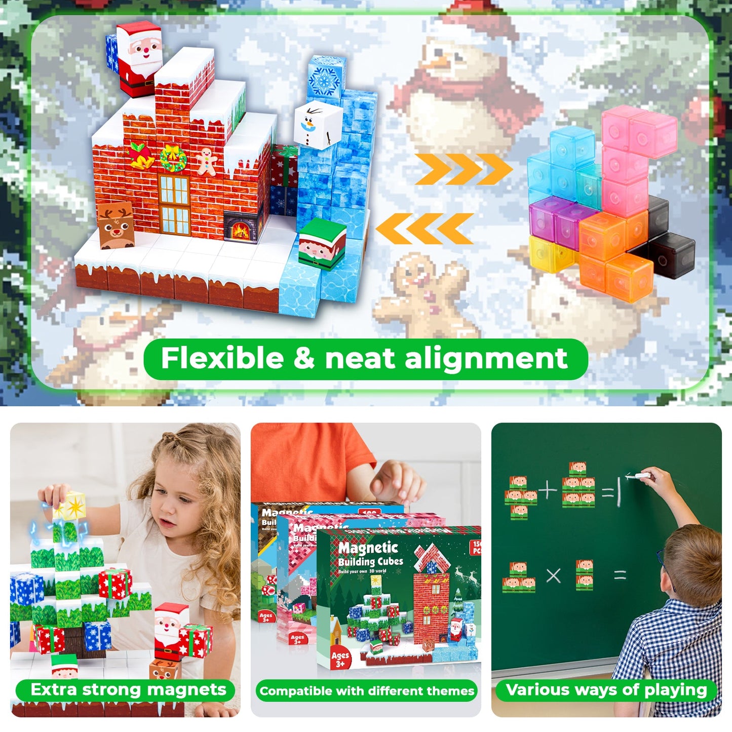 Magtribe™【Christmas Eve】Magnetic Building Blocks | 150 PCS | 0.8" | Village