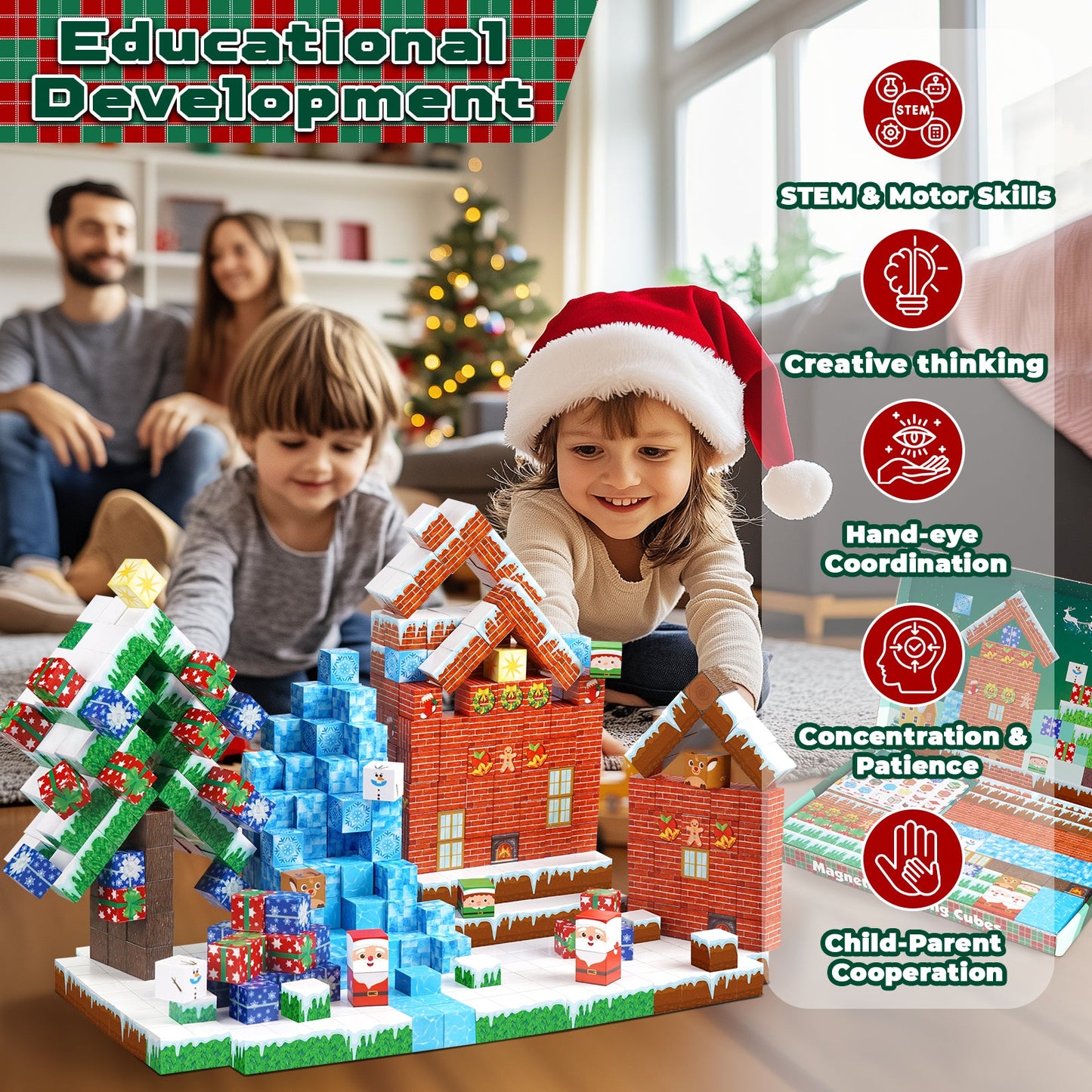 Magtribe™【Christmas Eve】Magnetic Building Blocks | 150 PCS | 0.8" | Village
