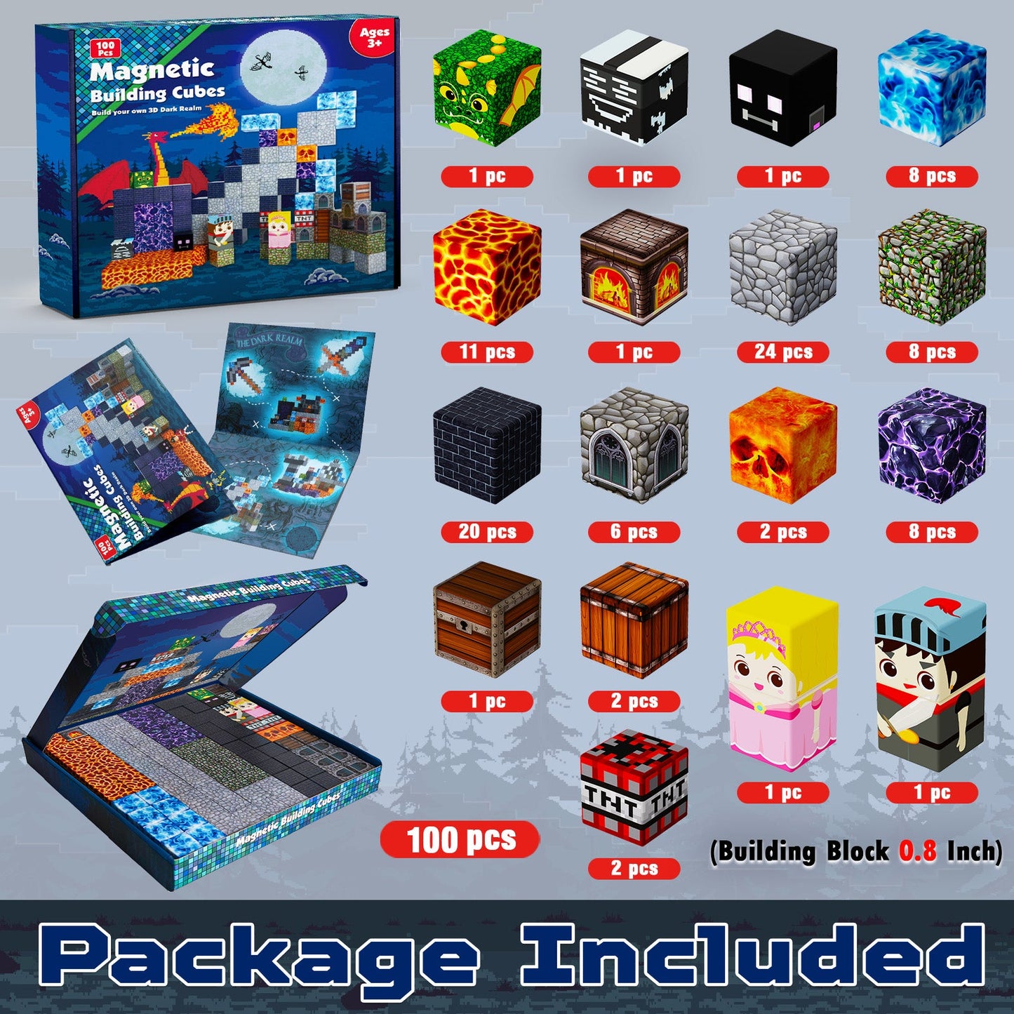 Magtribe™【Dark Realm】Magnetic Building Blocks | 100-150 PCS | 0.8" | Adventure