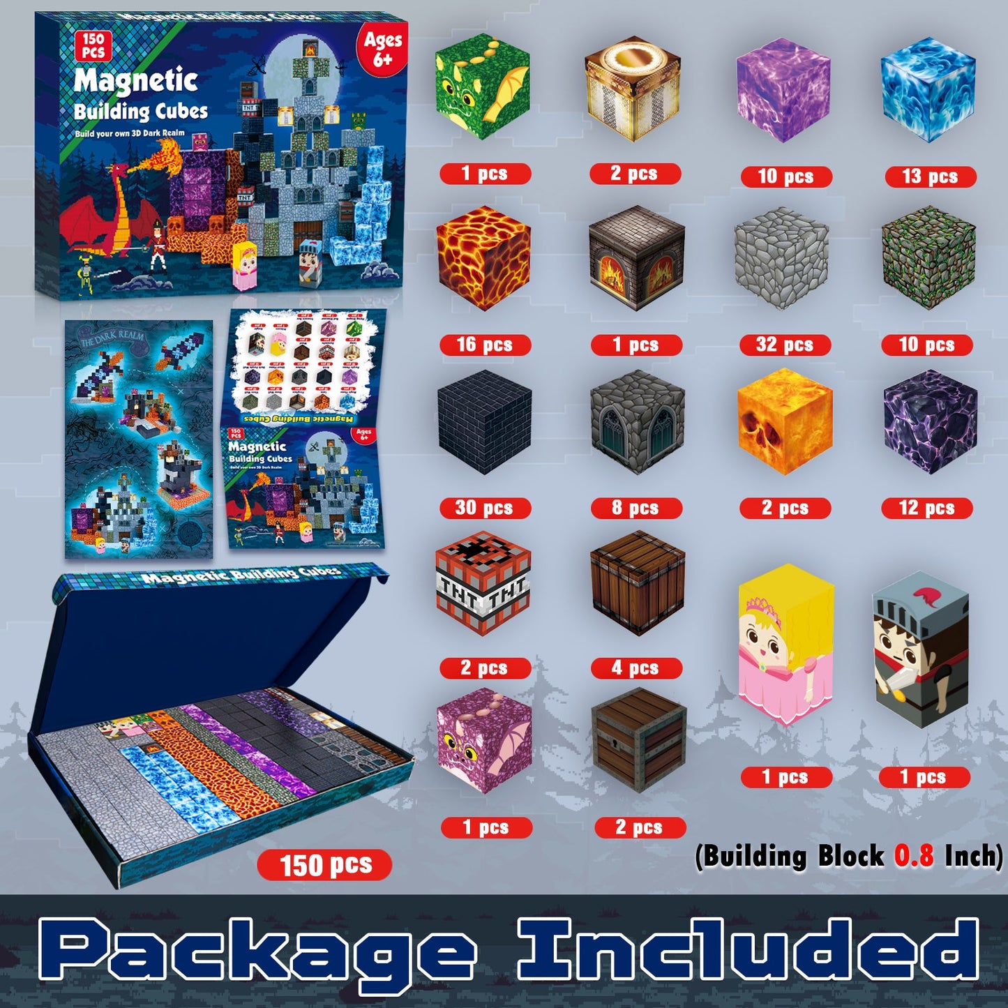 Magtribe™【Dark Realm】Magnetic Building Blocks | 100-150 PCS | 0.8" | Adventure