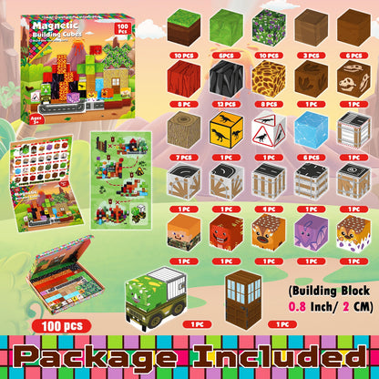 Magtribe™【Dinosaur Age】Magnetic Building Blocks | 100 PCS | 0.8" | Fiction