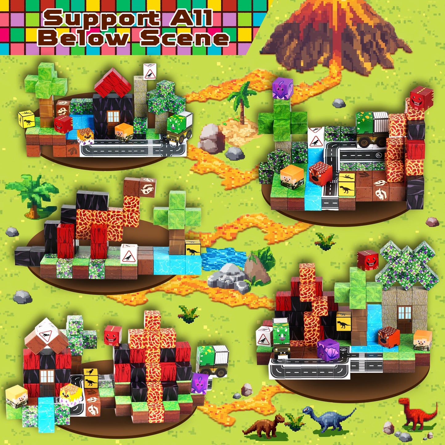 Magtribe™【Dinosaur Age】Magnetic Building Blocks | 100 PCS | 0.8" | Fiction