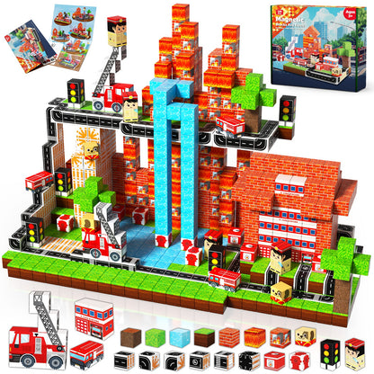 Magtribe™【Fire Fighting】Magnetic Building Blocks | 100 PCS | 0.8" | Village