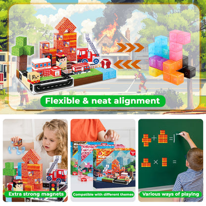 Magtribe™【Fire Fighting】Magnetic Building Blocks | 100 PCS | 0.8" | Village