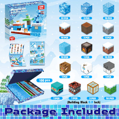 Magtribe™【Frost Zone】Magnetic Building Blocks | 100-150 PCS | 0.8" | Village