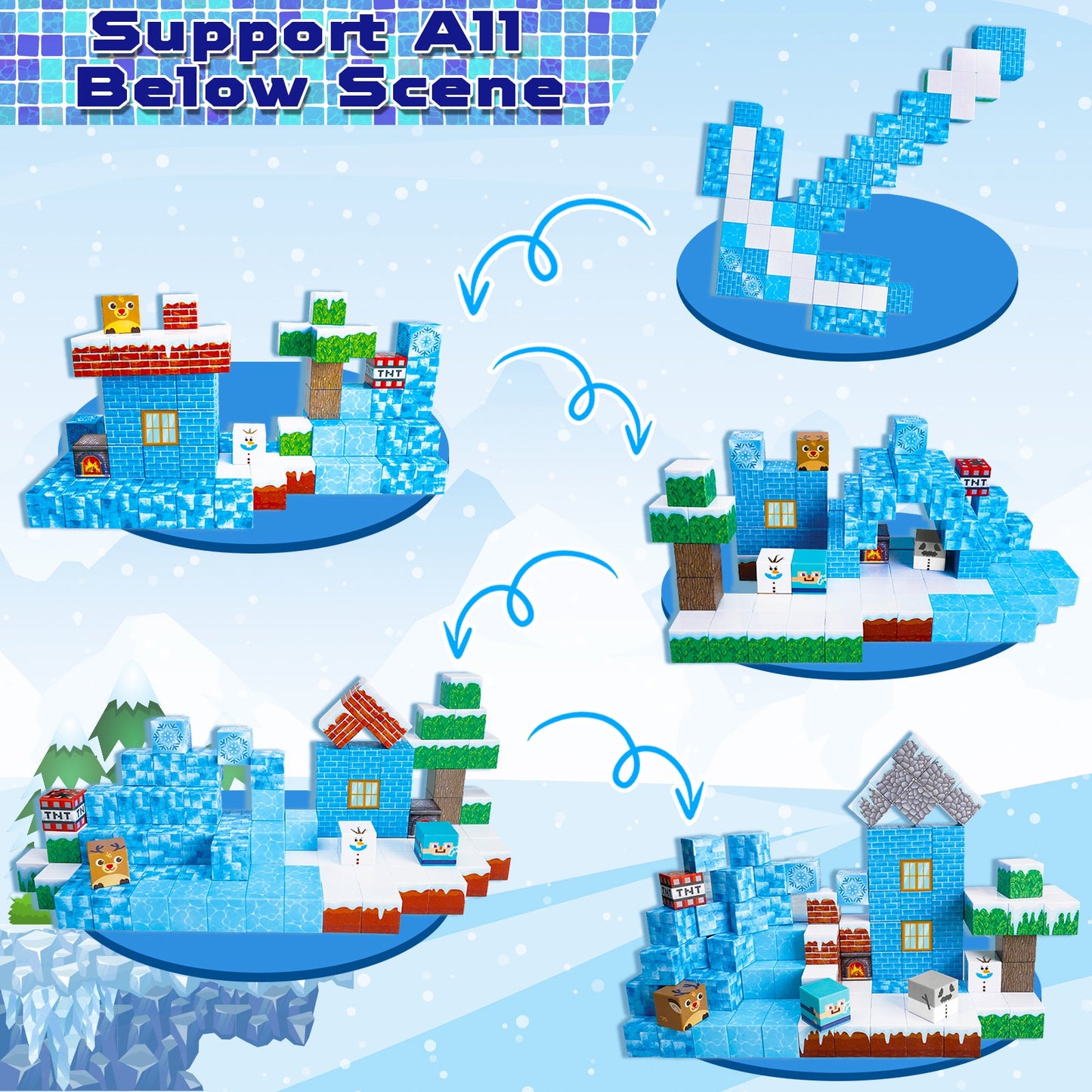 Magtribe™【Frost Zone】Magnetic Building Blocks | 100-150 PCS | 0.8" | Village