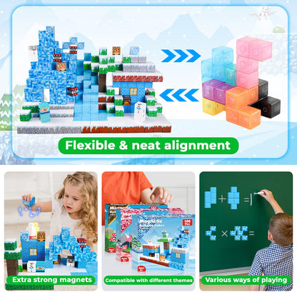 Magtribe™【Frost Zone】Magnetic Building Blocks | 100-150 PCS | 0.8" | Village