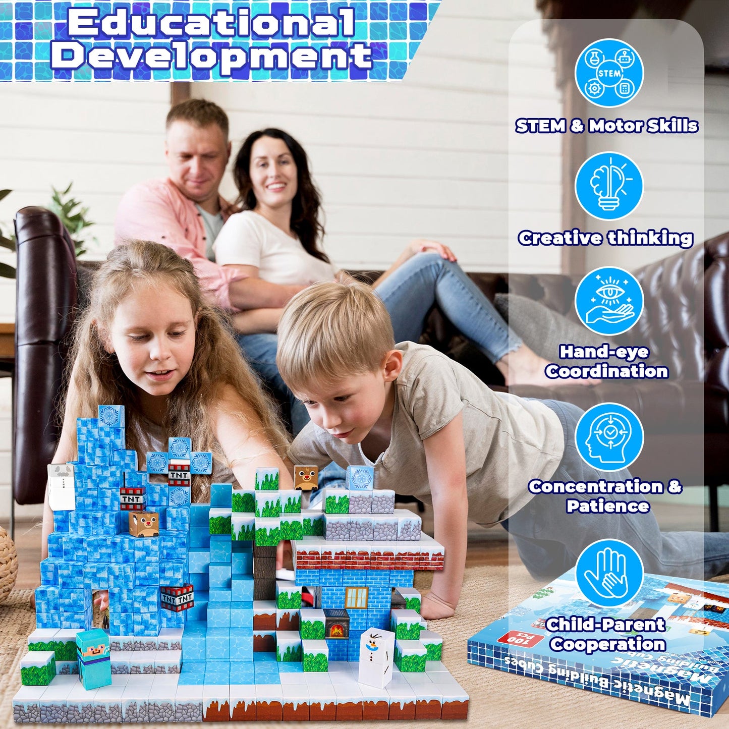 Magtribe™【Frost Zone】Magnetic Building Blocks | 100-150 PCS | 0.8" | Village