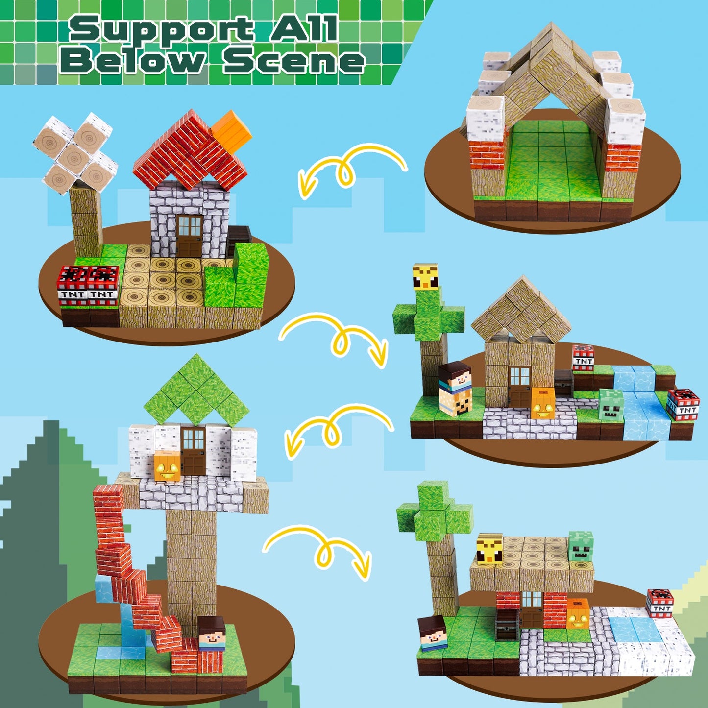 Magtribe™【Forest Life】Magnetic Building Blocks | 100-300 PCS | 0.8" | Village