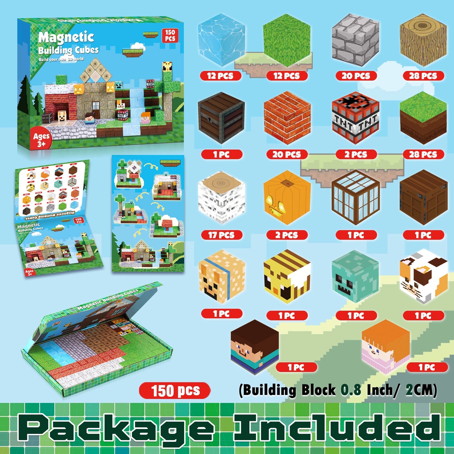 Magtribe™【Forest Life】Magnetic Building Blocks | 100-300 PCS | 0.8" | Village