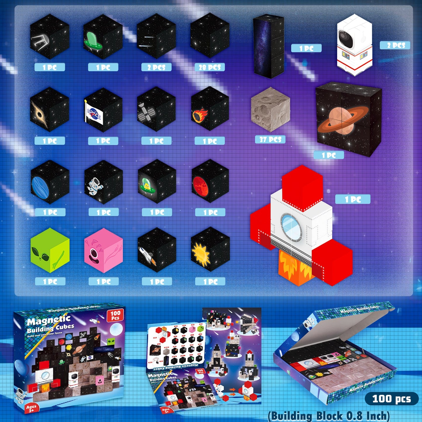 Magtribe™【Infinite Universe】Magnetic Building Blocks | 100 PCS | 0.8" | Fiction