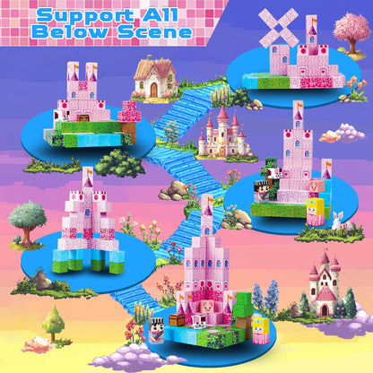 Magtribe™【Sakura Pink】Magnetic Building Blocks | 100 PCS | 0.8" | Castle