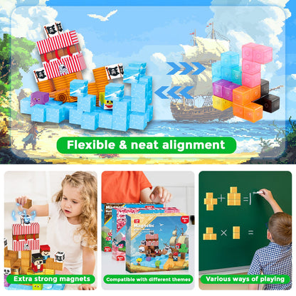 Magtribe™【Pirate Ship】Magnetic Building Blocks | 100 PCS | 0.8" | Fiction