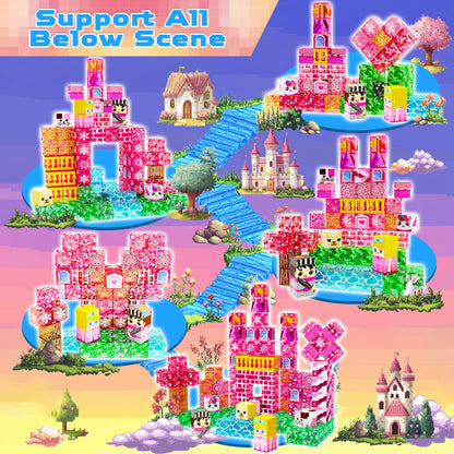 Magtribe™【Clear Pink】Magnetic Building Blocks | 100 PCS | 0.8" | Castle
