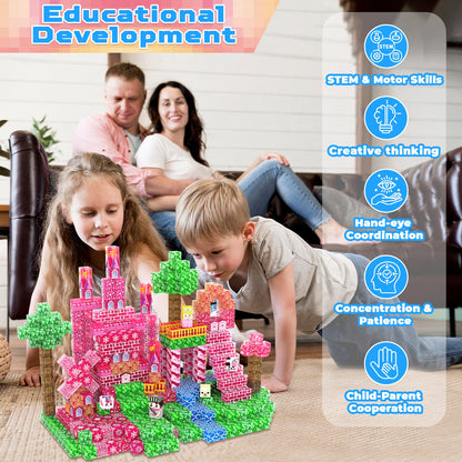 Magtribe™【Clear Pink】Magnetic Building Blocks | 100 PCS | 0.8" | Castle