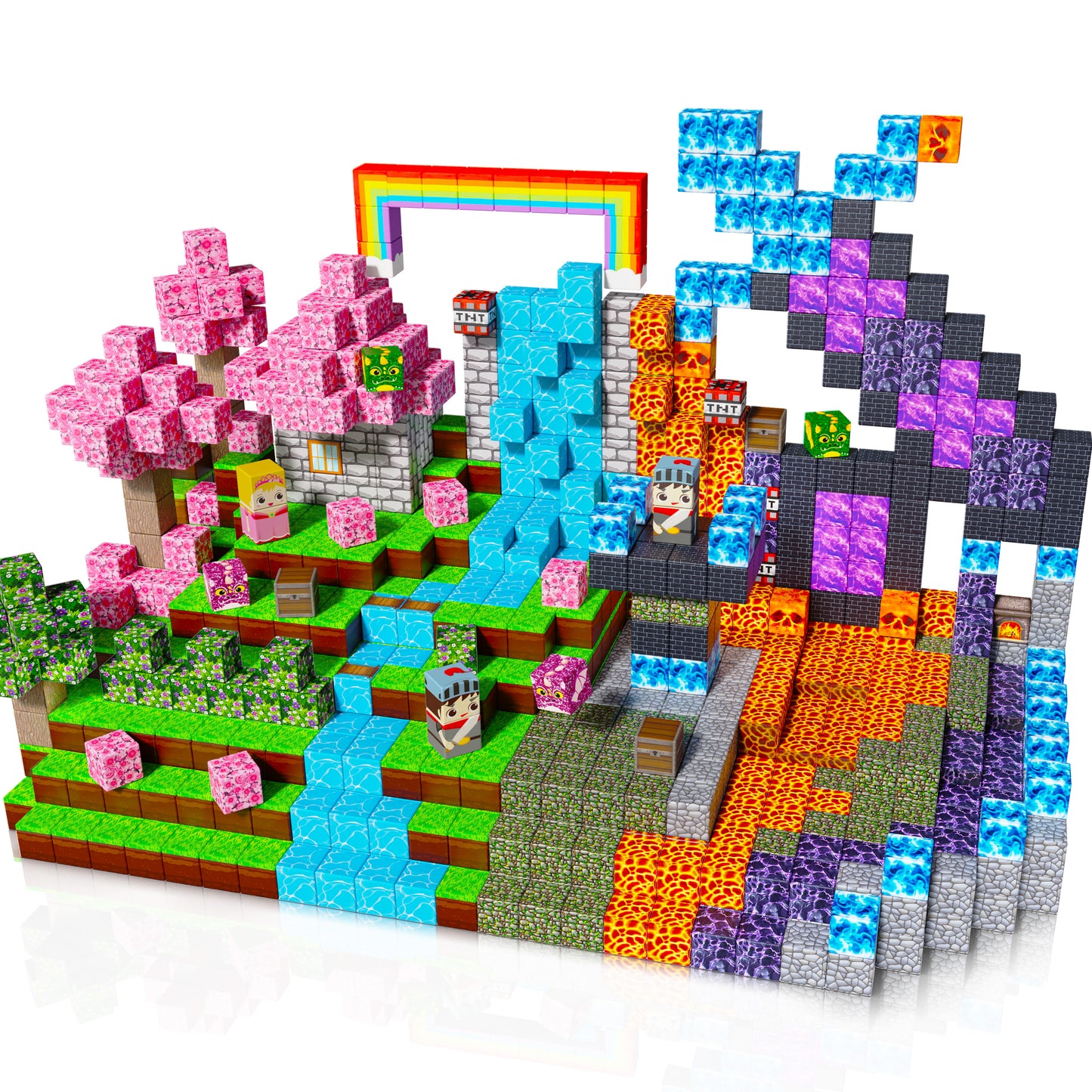 Magtribe™【Pink x Dark】Magnetic Building Blocks | 150 PCS | 0.8" | Adventure