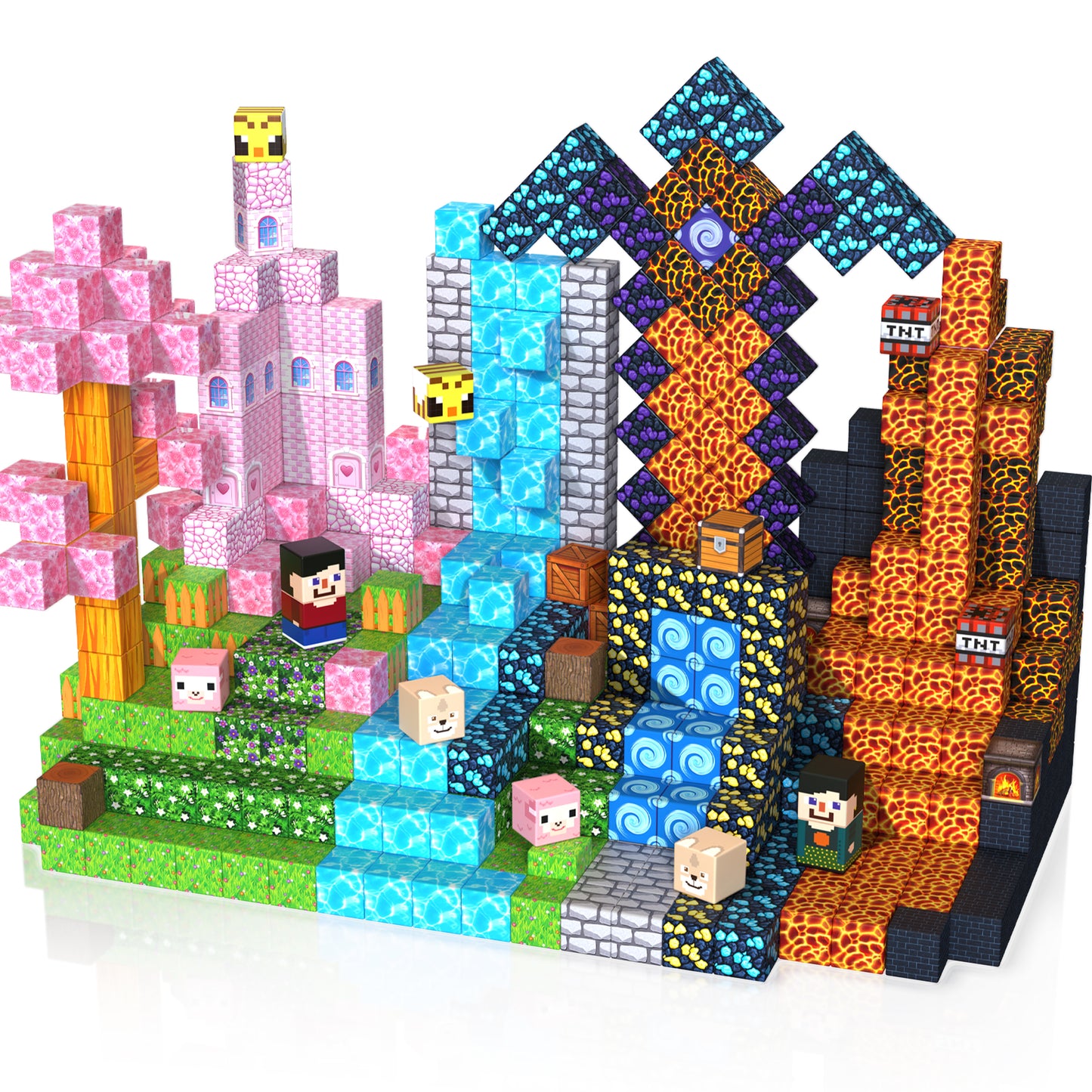 Magtribe™【Pink x Forest x Dark】Magnetic Building Blocks | 200 PCS | 0.8" | Adventure