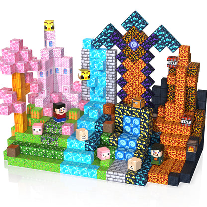 Magtribe™【Pink x Forest x Dark】Magnetic Building Blocks | 200 PCS | 0.8" | Adventure