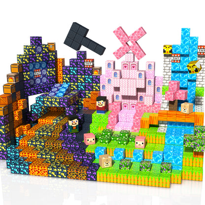 Magtribe™【Pink x Forest x Dark】Magnetic Building Blocks | 200 PCS | 0.8" | Adventure