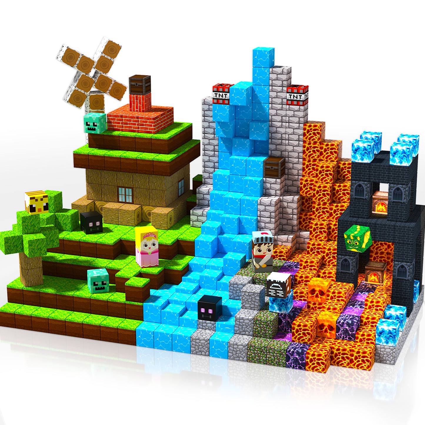 Magtribe™【Grass x Dark】Magnetic Building Blocks | 150 PCS | 0.8" | Adventure