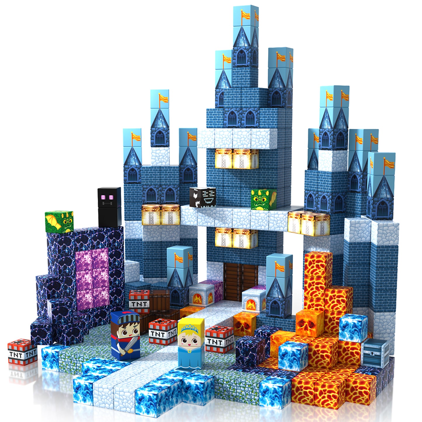Magtribe™【Midnight Blue】Magnetic Building Blocks | 100 PCS | 0.8" | Castle