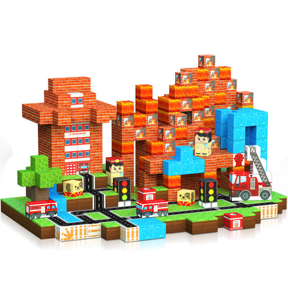 Magtribe™【Fire Fighting】Magnetic Building Blocks | 100 PCS | 0.8" | Village
