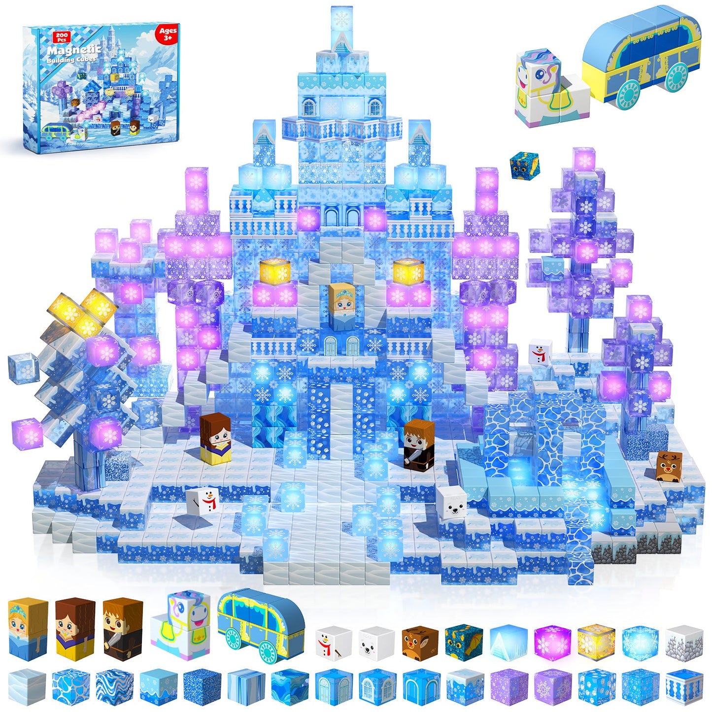Magtribe™【Ice Valley】Magnetic Building Blocks | 200 PCS | 0.8" | Glowing