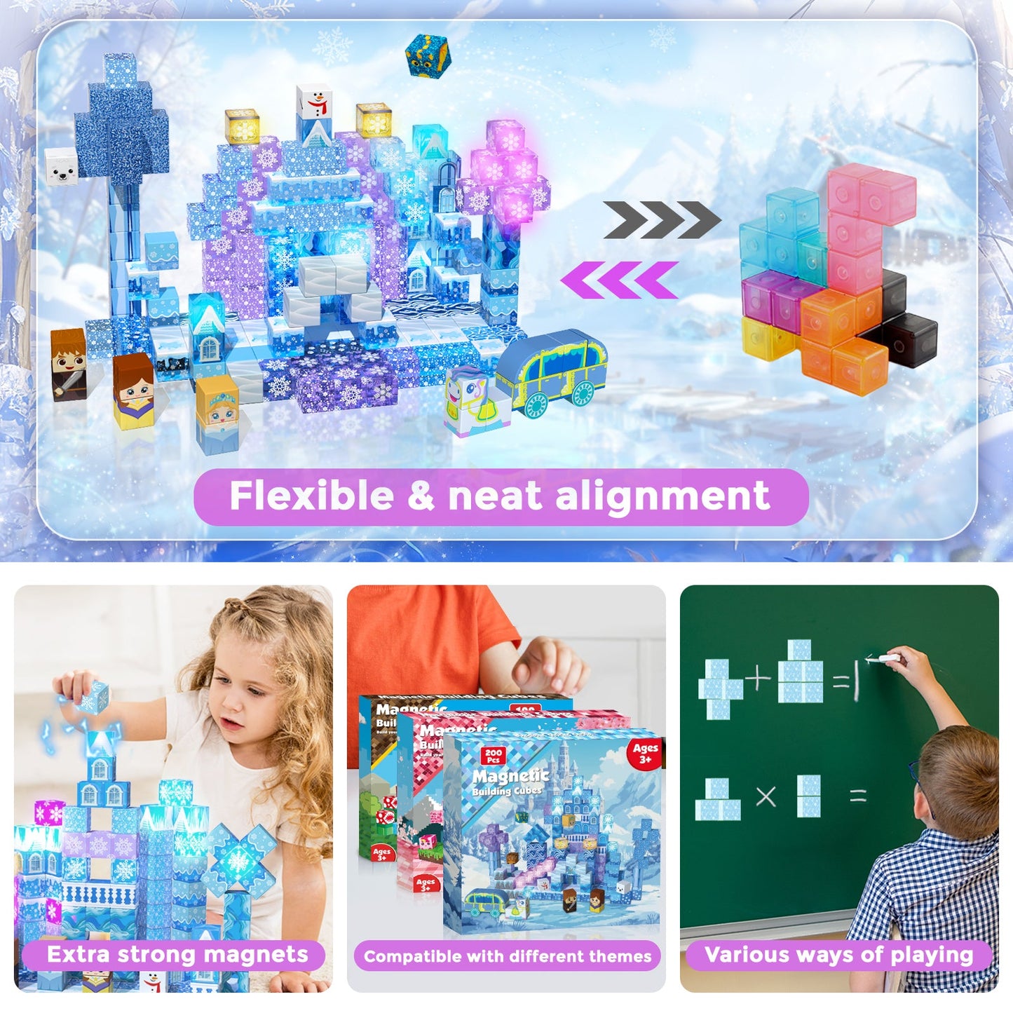 Magtribe™【Ice Valley】Magnetic Building Blocks | 200 PCS | 0.8" | Glowing