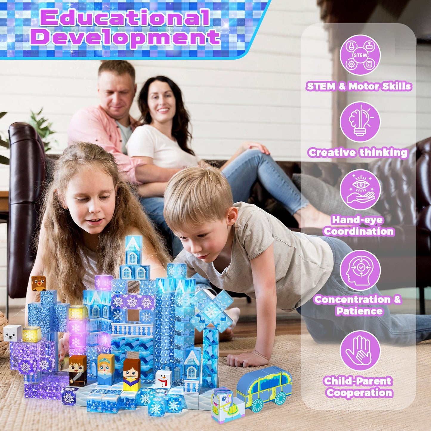 Magtribe™【Ice Valley】Magnetic Building Blocks | 200 PCS | 0.8" | Glowing